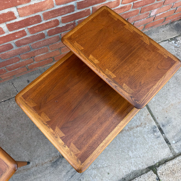 Pair of Vintage Lane "Acclaim" Series Walnut Two-Tier Step End Tables