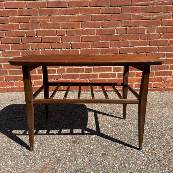 Lane Accent Walnut Mid Century Modern End Table with Magazine Rack