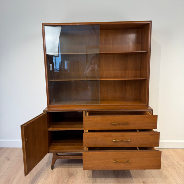 MCM R-Way Mahogany Petite Hutch with Sliding Glass Doors