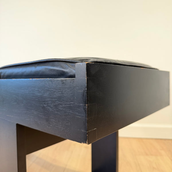 Columbian Leather and Ebonized Post Modern Bench