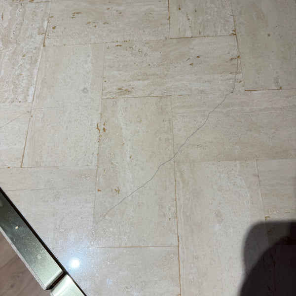 Postmodern Ello Travertine and Brass Credenza