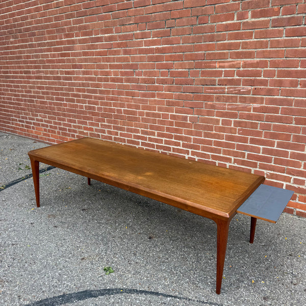 Johannes Andersen Teak Danish Modern Coffee Table with Pull-Out Laminate Shelf