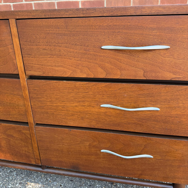 Lane Acclaim Walnut 9-Drawer Lowboy Dresser by Andre Bus for Lane Furniture