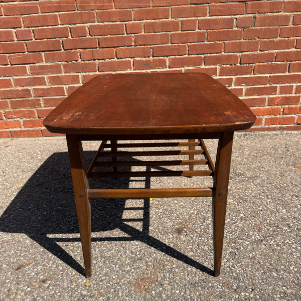 Lane Accent Walnut Mid Century Modern End Table with Magazine Rack