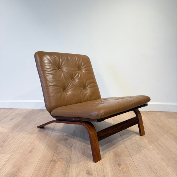 Sohheim for Rybo Rykken Style Bent Rosewood and Leather Lounge Chair
