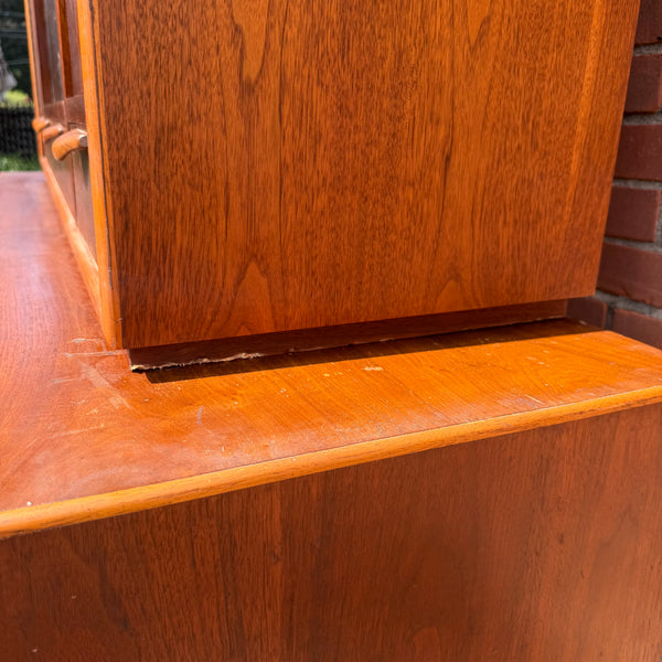 Warren Church for Lane Perception Walnut Basket Weave Two-Piece Hutch
