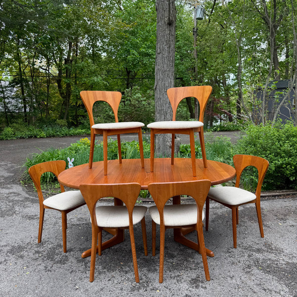 Danish Modern Teak Dining Set with 6 Dining Chairs by Niels Koefoed for Koefoeds Hornslet