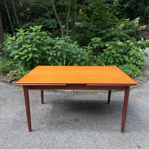 Mid-Century Modern Danish Draw-Leaf Teak Dining Table