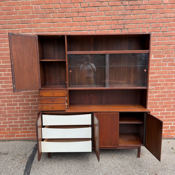 Dillingham Esprit Walnut & Cane Credenza Hutch by Merton Gershun