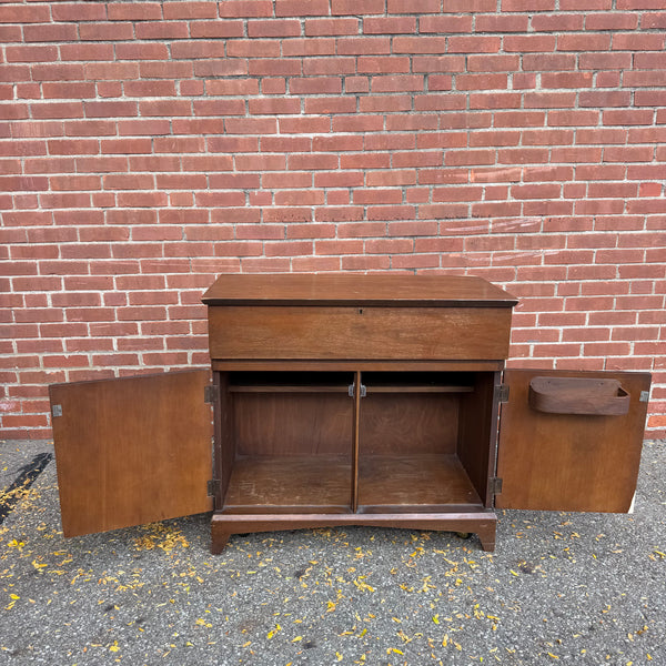 Vintage Mid-Century Modern Walnut Flip-Top Bar & Storage Cabinet on Casters