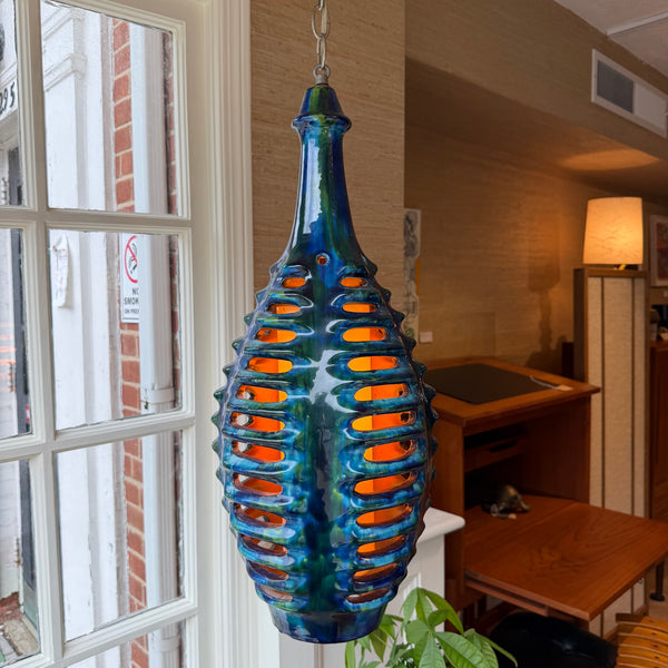 Mid Century Modern Glazed Ceramic Swag Light