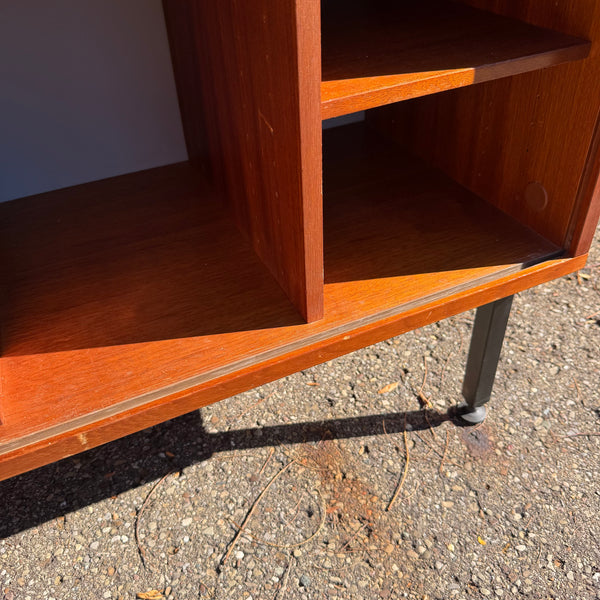 1960s Danish Modern NIPU Teak Tambour Door Storage Cabinet