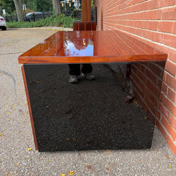Vintage Henredon Petite Wood & Black Lacquer Media Cabinet