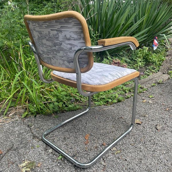 Set of 6 Vintage Cesca Style Chrome & Upholstered Cantilever Dining Chairs