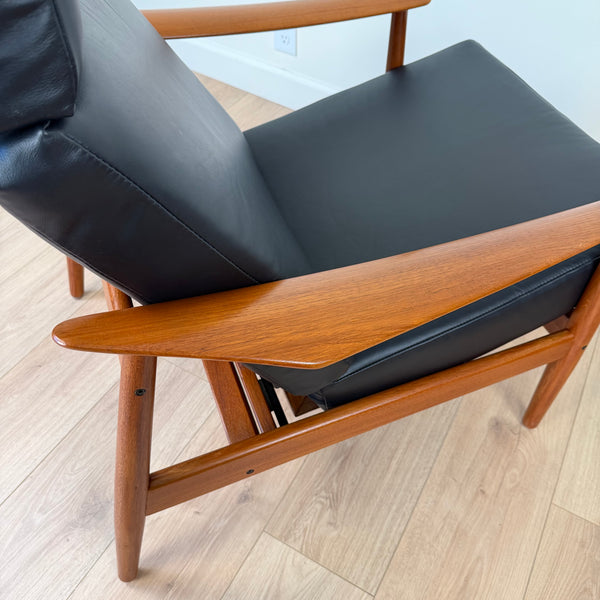 Arne Vodder for France and Son FD164 Reclining Teak Lounge Chair with Ottoman
