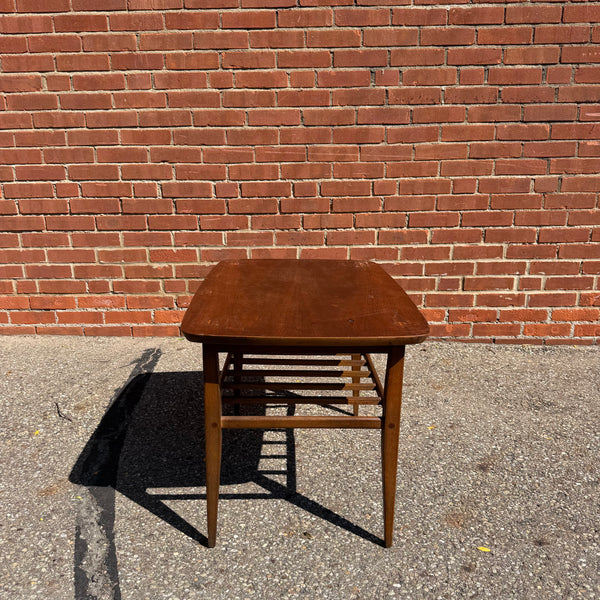 Lane Accent Walnut Mid Century Modern End Table with Magazine Rack