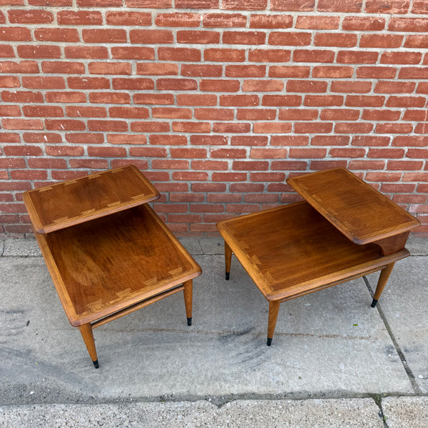 Pair of Vintage Lane "Acclaim" Series Walnut Two-Tier Step End Tables