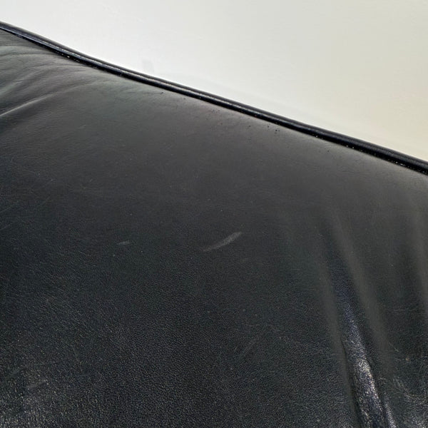 Columbian Leather and Ebonized Post Modern Bench