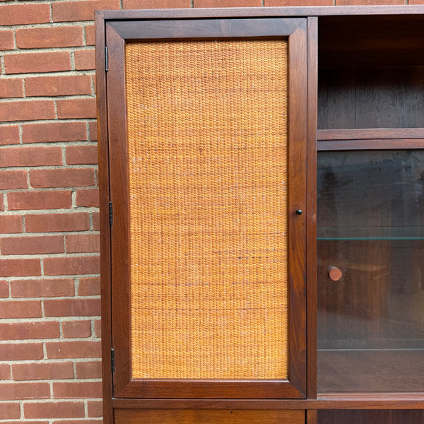 Dillingham Esprit Walnut & Cane Credenza Hutch by Merton Gershun