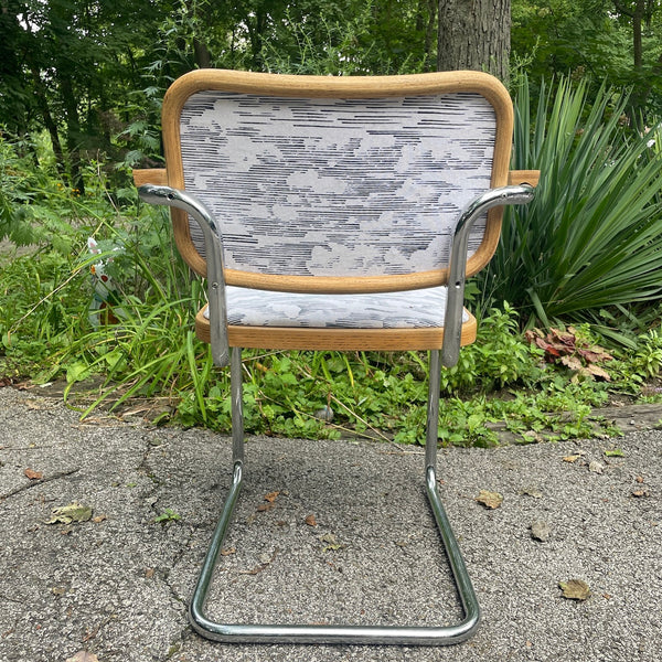 Set of 6 Vintage Cesca Style Chrome & Upholstered Cantilever Dining Chairs