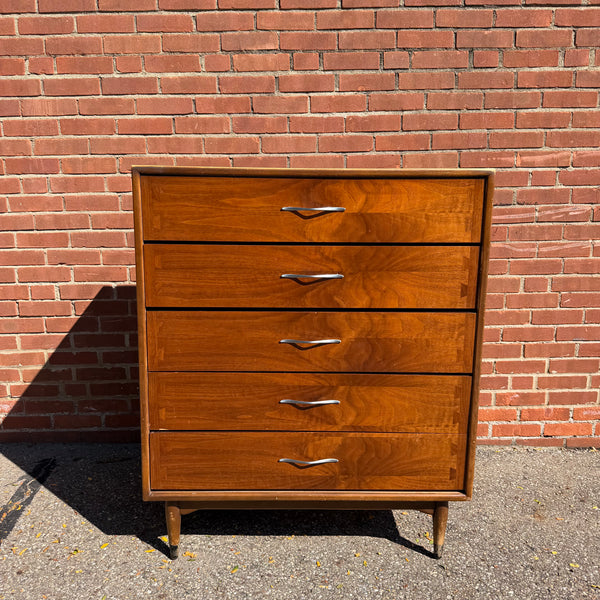Andre Bus for Lane Acclaim Mid-Century Modern Walnut 5-Drawer Highboy Dresser