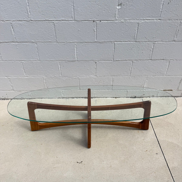 Adrian Pearsall “Ribbon” Walnut and Glass Coffee Table