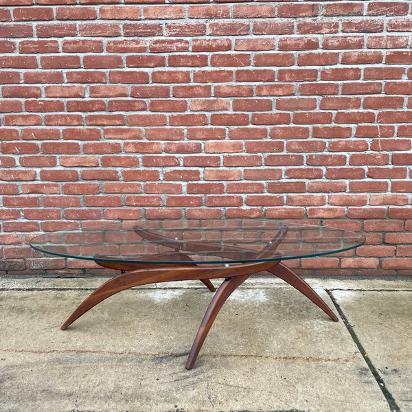 Forest Wilson Sculptural Walnut and Glass Coffee Table