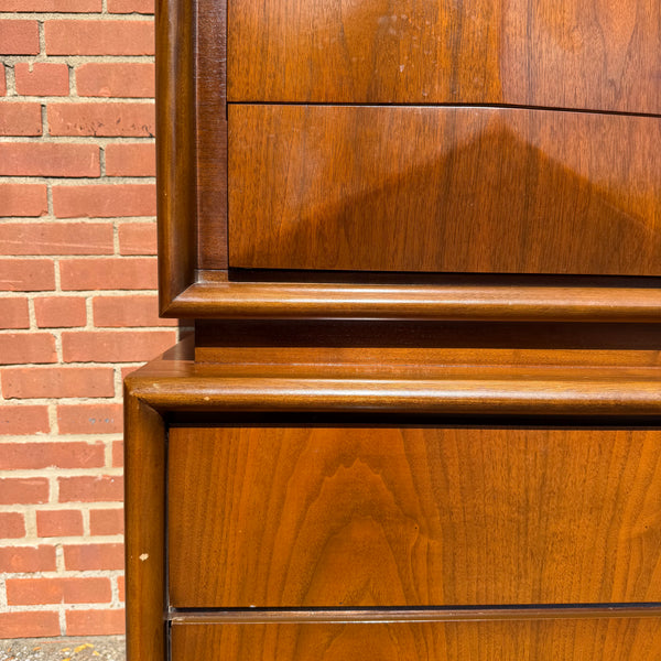 United Furniture Diamond Mid-Century Modern Walnut Highboy Dresser
