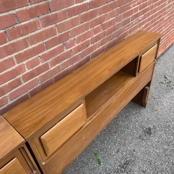 Pair of Broyhill Forward Walnut Full-Size Headboards & Footboard