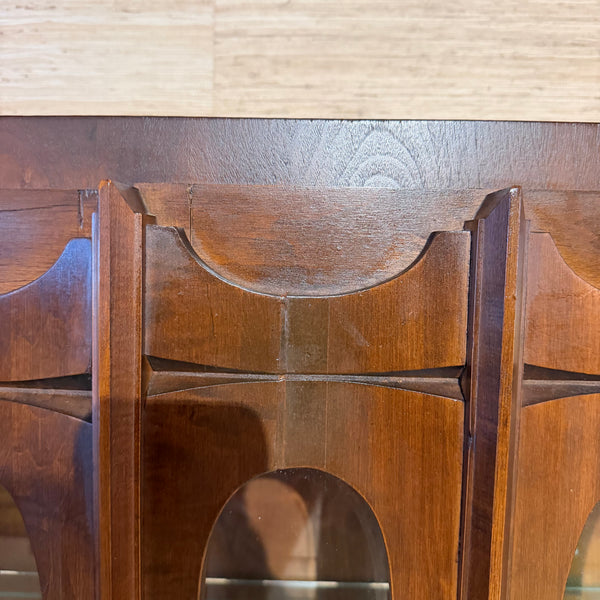 Vintage Tobago Brutalist Mid-Century Modern Walnut Display Cabinet on Custom Legs