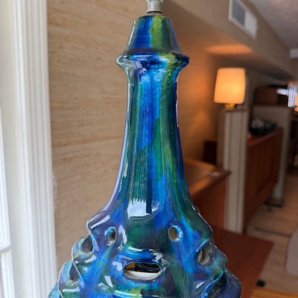 Mid Century Modern Glazed Ceramic Swag Light