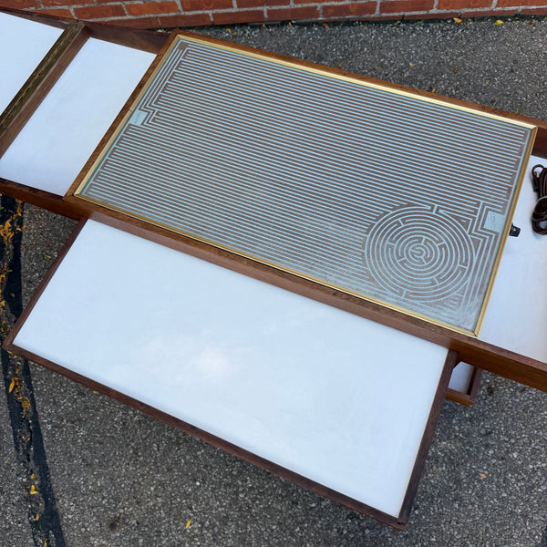 Vintage Salton Hotray Walnut & Brass Rolling Mid-Century Bar Serving Cart | Paul McCobb Style