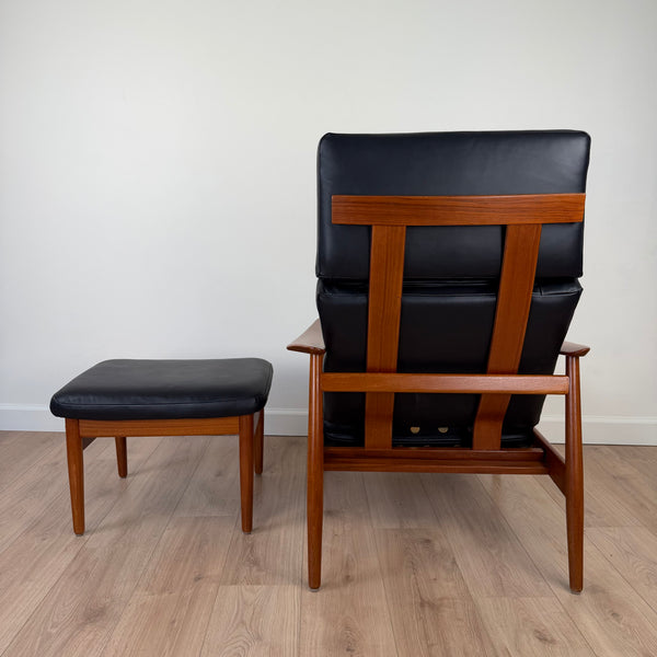 Arne Vodder for France and Son FD164 Reclining Teak Lounge Chair with Ottoman