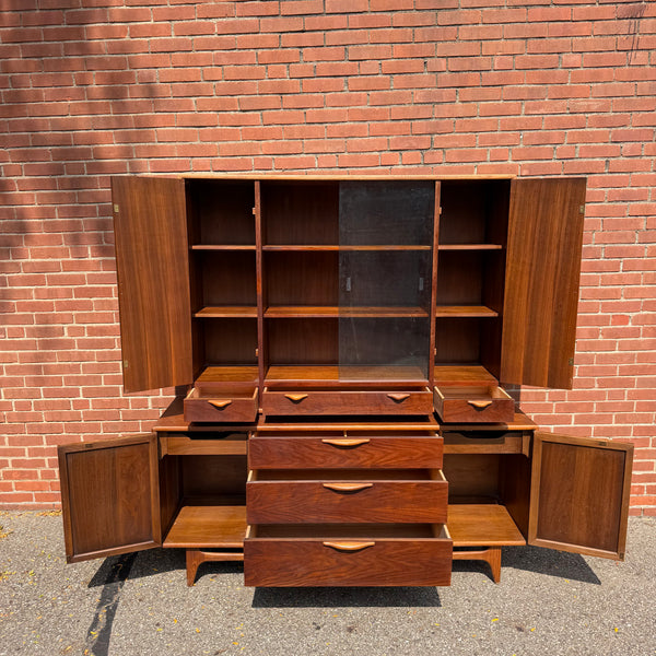 Warren Church for Lane Perception Walnut Basket Weave Two-Piece Hutch