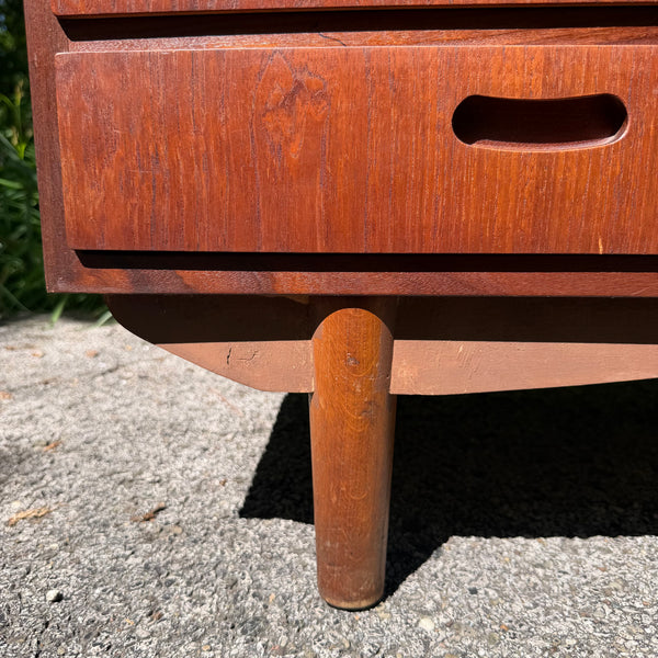 Danish Modern Two-Piece Bookshelf with Drop-Down Secretary Desk Top