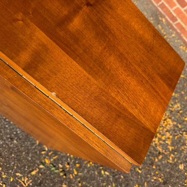 1960s Romanian Mid-Century Modern Walnut Drop-Leaf Hideaway Dining Table & 4 Folding Chairs