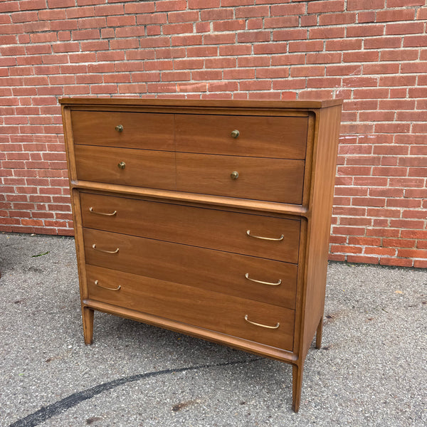 Vintage Broyhill Forward Walnut Highboy Dresser