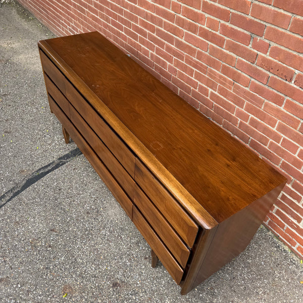 American of Martinsville Walnut Lowboy Dresser with Mirror