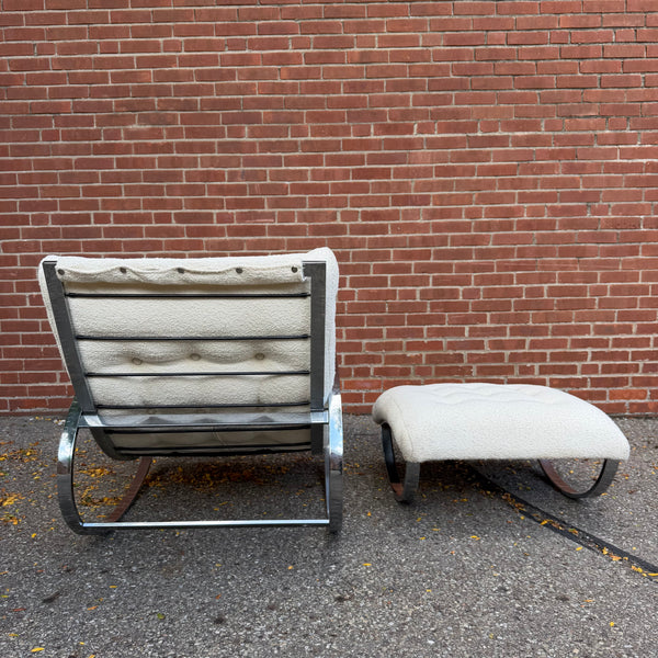 Vintage Renato Zevi for Selig “Ellipse” Rocking Lounge Chair and Ottoman, 1970s