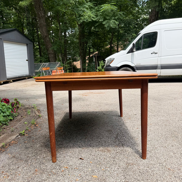 Mid-Century Modern Danish Draw-Leaf Teak Dining Table