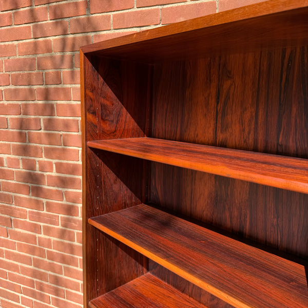 1960s Danish Modern Rosewood Bookcase with Adjustable Shelves