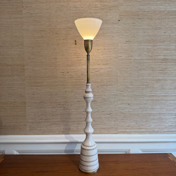 Mid Century Modern Ceramic and Brass Table Lamp