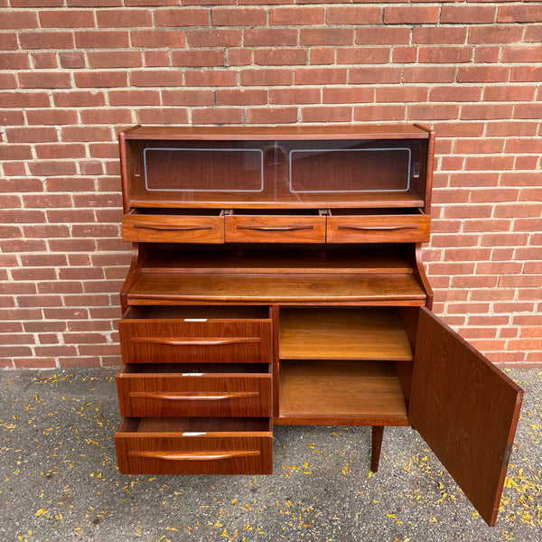 1960s Danish Modern Teak Secretary Desk Hutch by Sejling Skabe N.P. Nielsen
