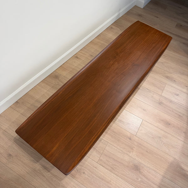 Long Mid-Century Basset Furniture Surfboard Walnut Coffee Table