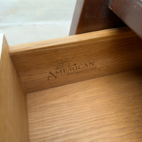 Pair of American of Martinsville “Dania” Walnut Drop-Down Nightstands