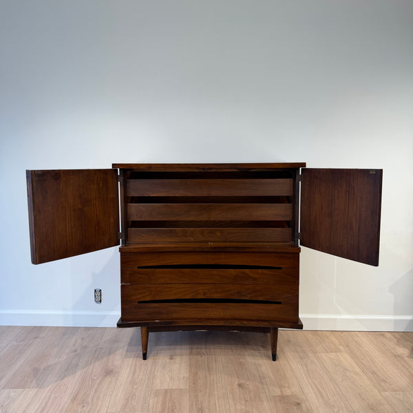 MCM American of Martinsville Walnut Highboy Dresser