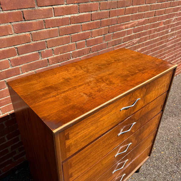 Andre Bus for Lane Acclaim Mid-Century Modern Walnut 5-Drawer Highboy Dresser