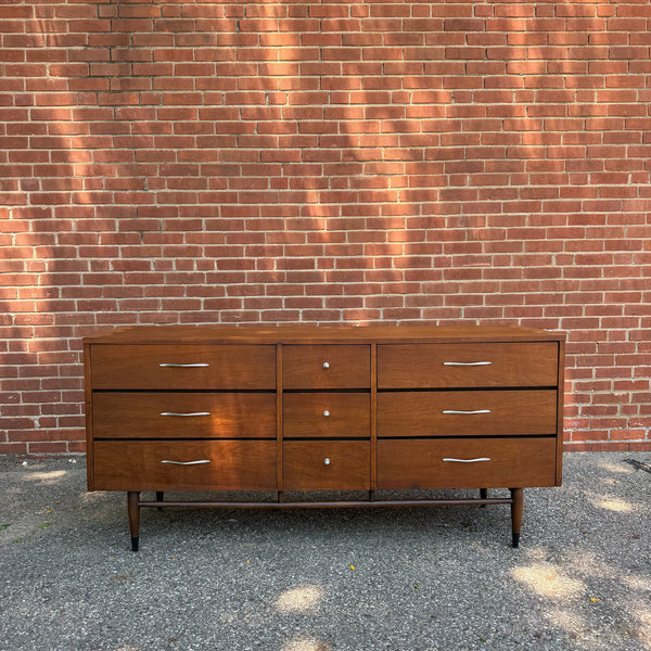 Lane Acclaim Walnut 9-Drawer Lowboy Dresser by Andre Bus for Lane Furniture
