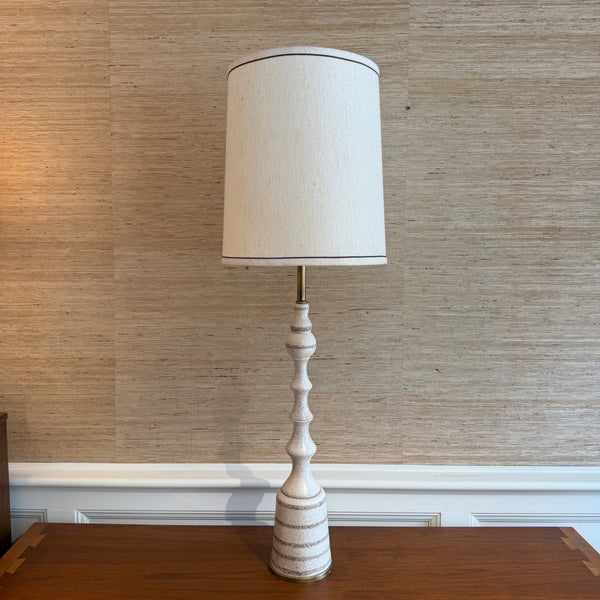 Mid Century Modern Ceramic and Brass Table Lamp