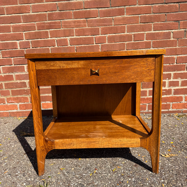Broyhill Brasilia Mid-Century Modern Walnut & Brass Nightstand - Includes Reconditioning
